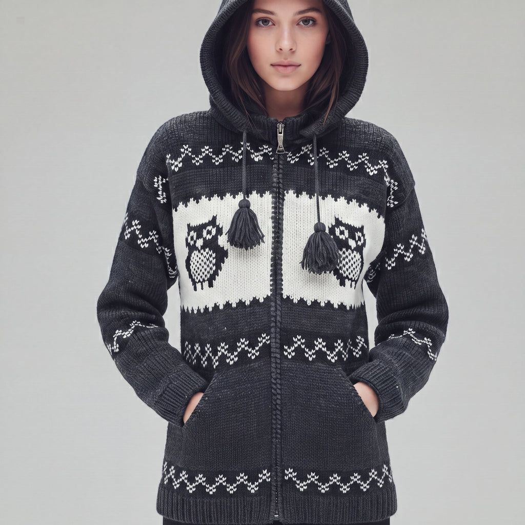 Veste en laine OLDTRIBES™ Chouette Nocturne