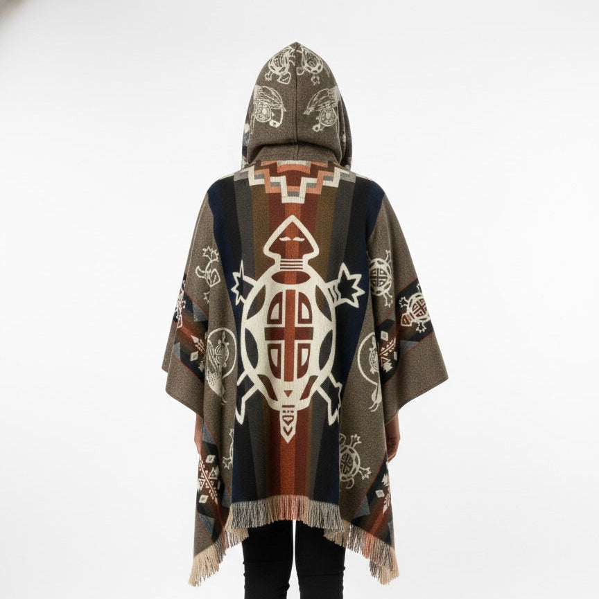 Poncho en Laine Fait Main Tortue
