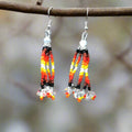 Silver Six-Strand Beaded Cascade Earrings