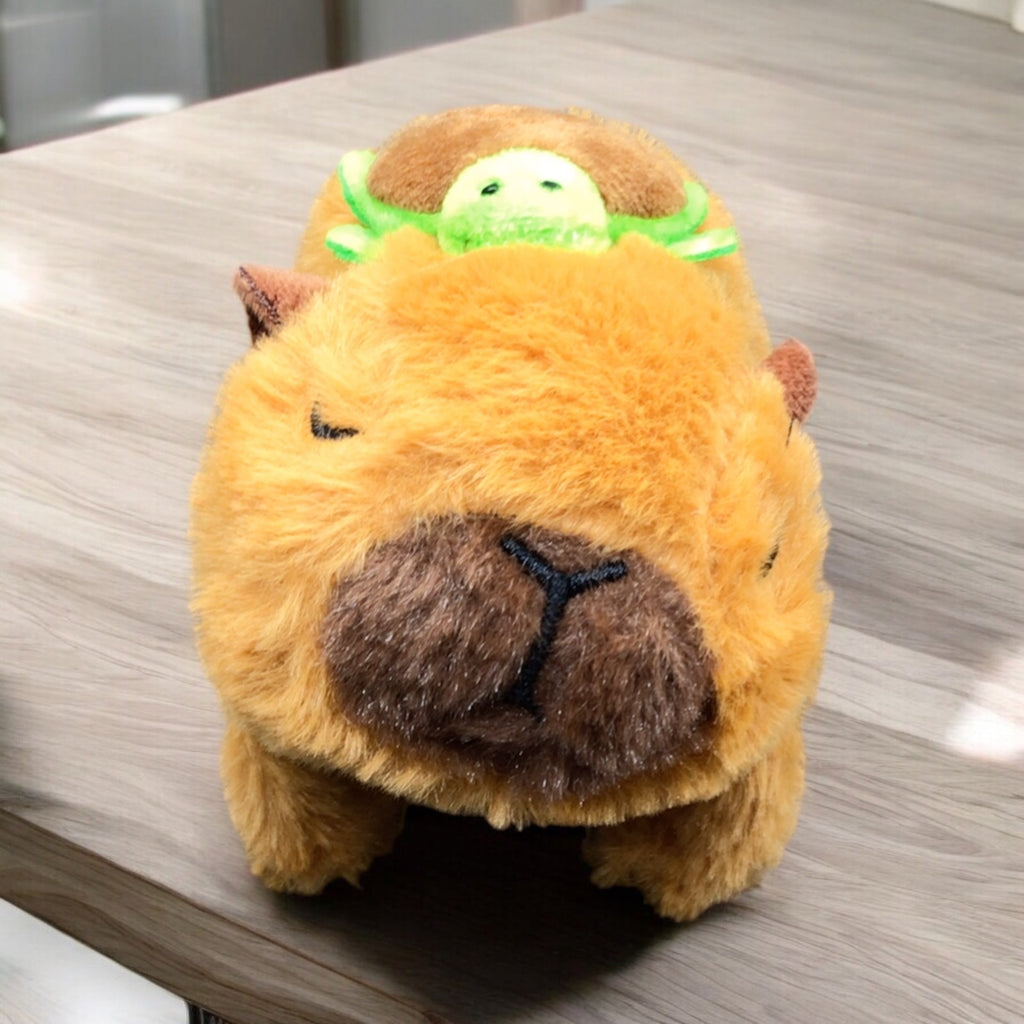 Peluche de capybara électrique interactive avec sac à dos tortue