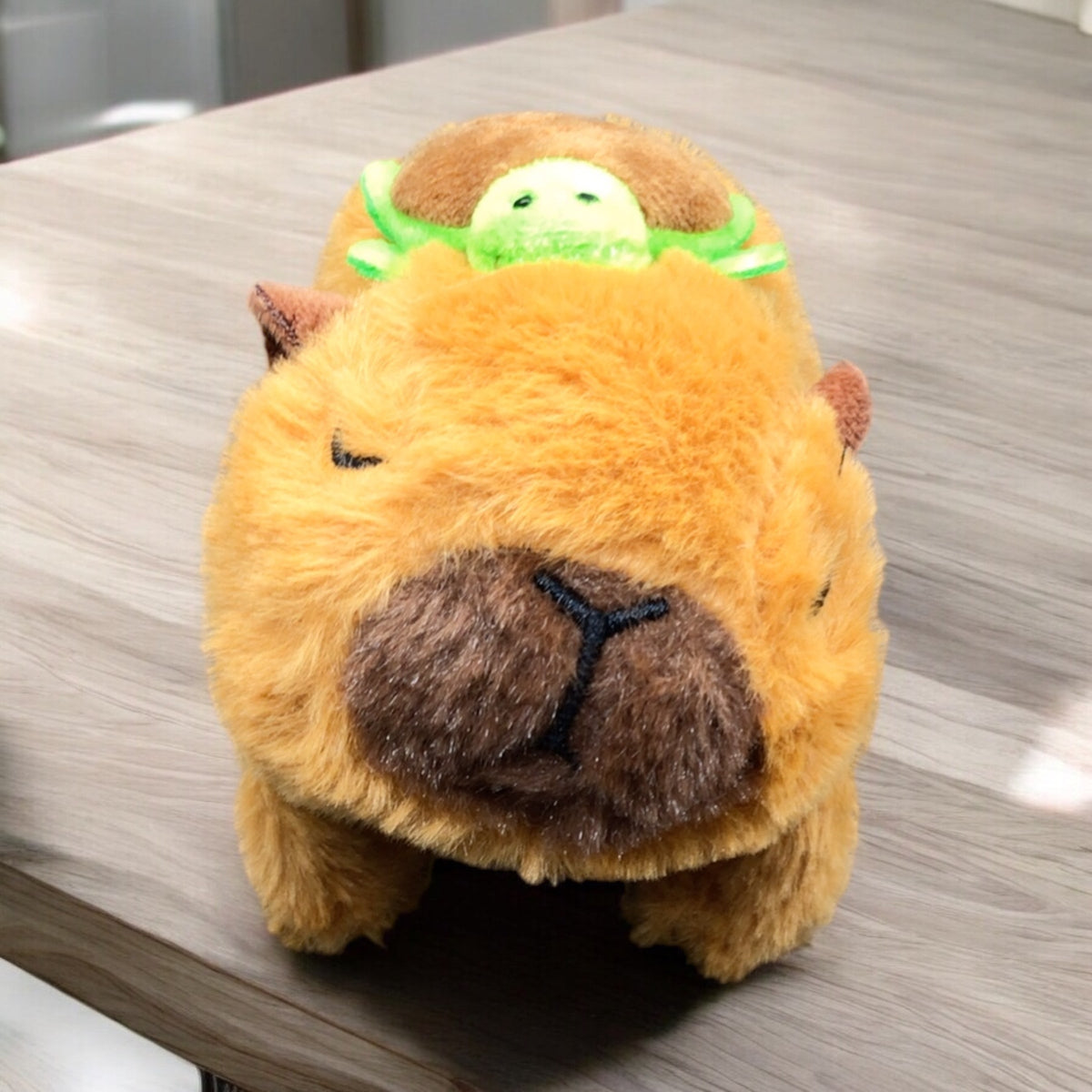 Peluche de capybara électrique interactive avec sac à dos tortue