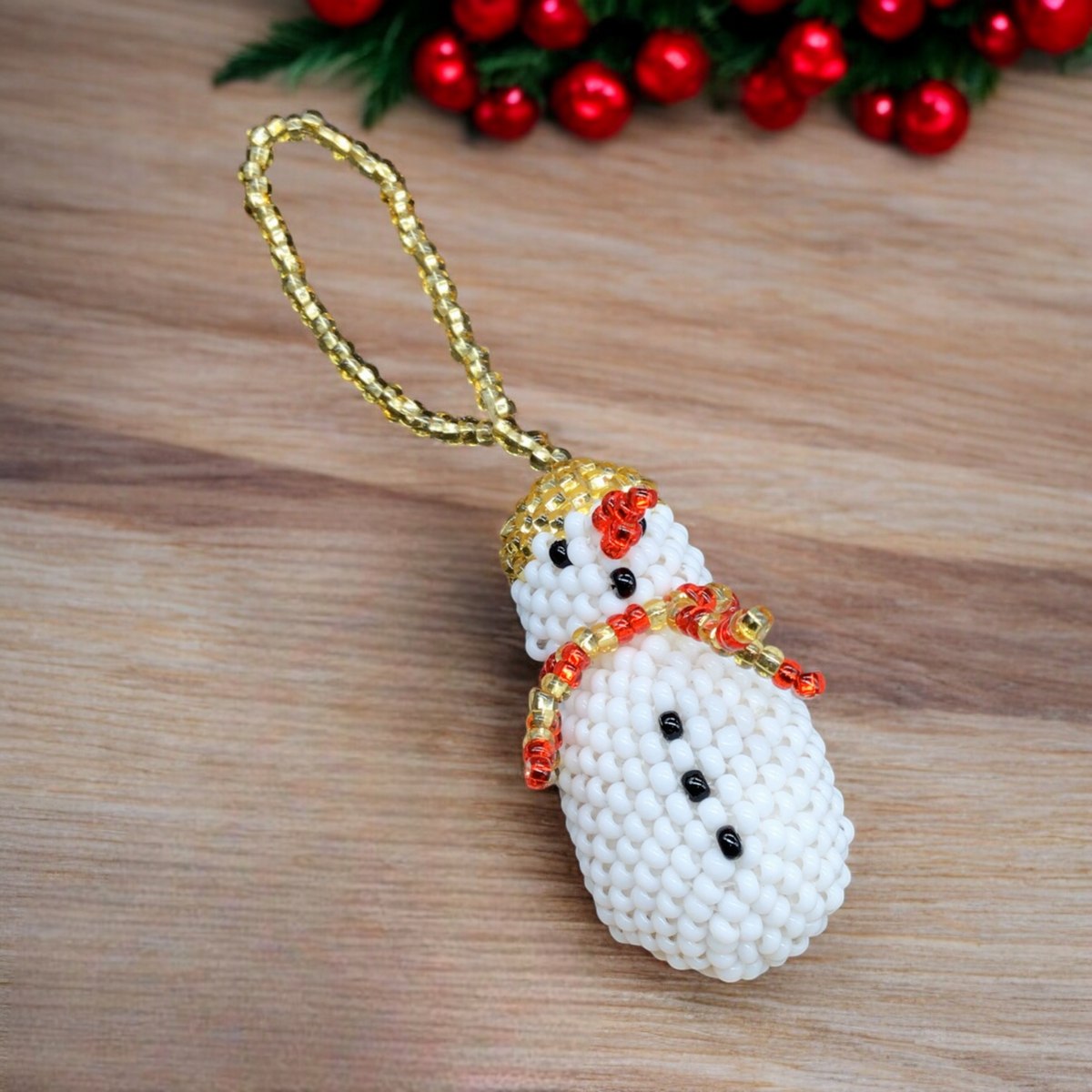 Décoration de Noël bonhomme de neige en perles