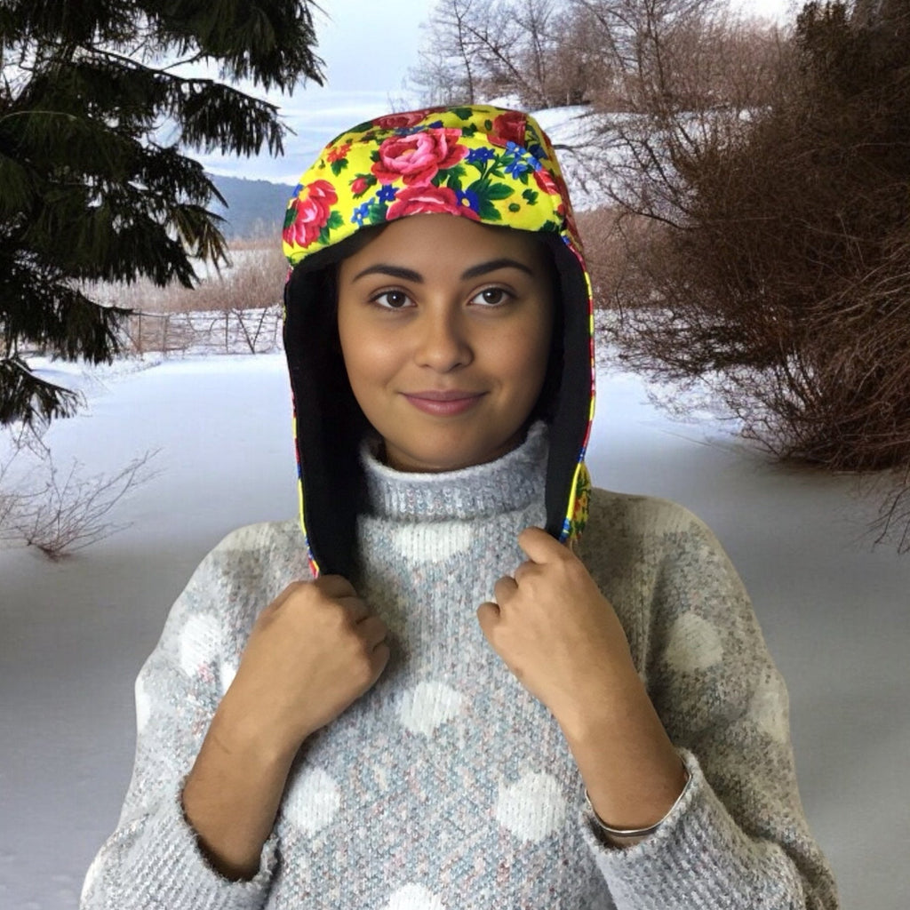 Chapeau Kookum jaune avec oreilles rabattables