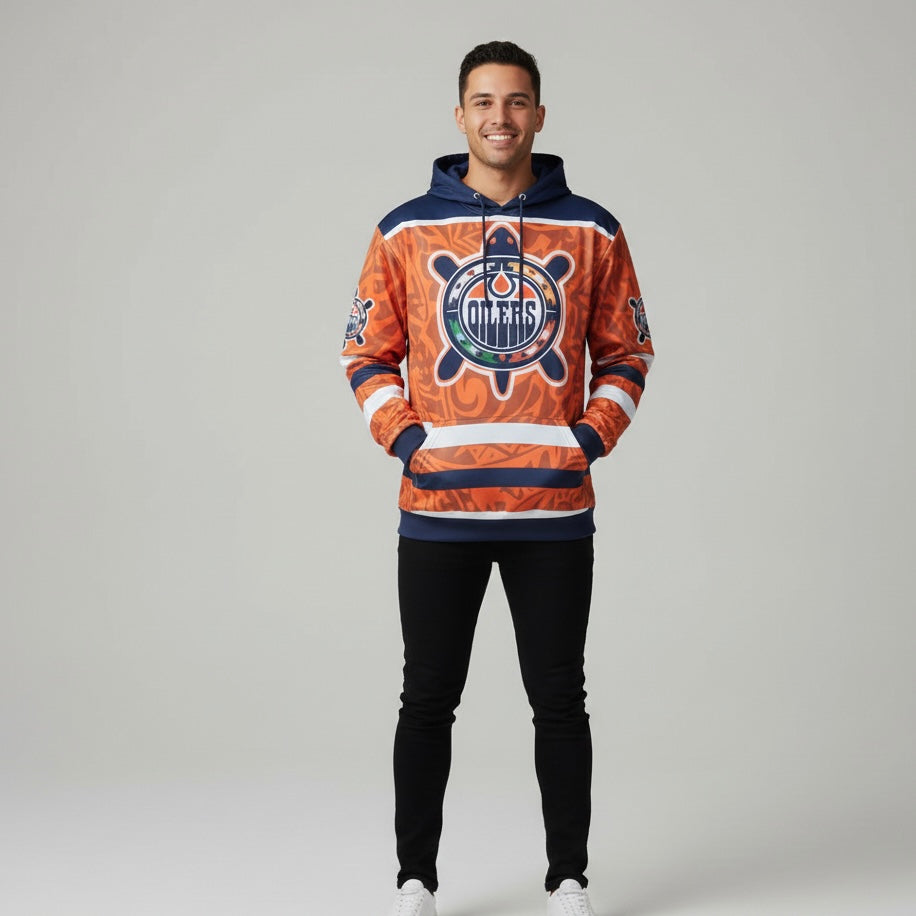 Sweat à capuche emblématique bleu et orange OLDTRIBES™