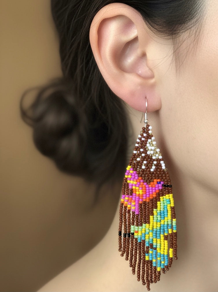 Boucles d'oreilles perlées Sky Dancer marron foncé