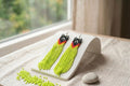 Boucles d'oreilles perlées Ours Natif Vert-Jaune