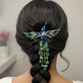 Barrette colibri bleue et verte à franges