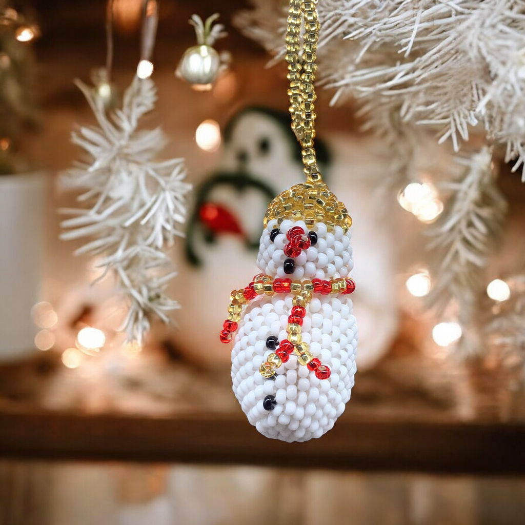 Décoration de Noël bonhomme de neige en perles