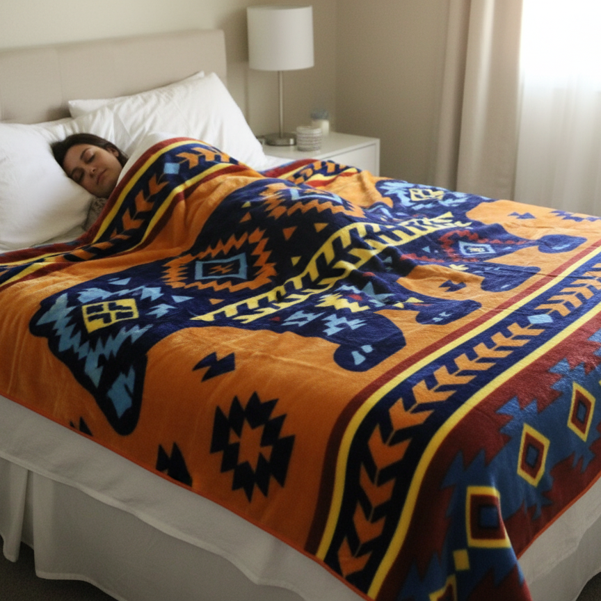 COUVERTURE DE LUXE ULTRA DOUCE EN PELUCHE (Ours Navajo)