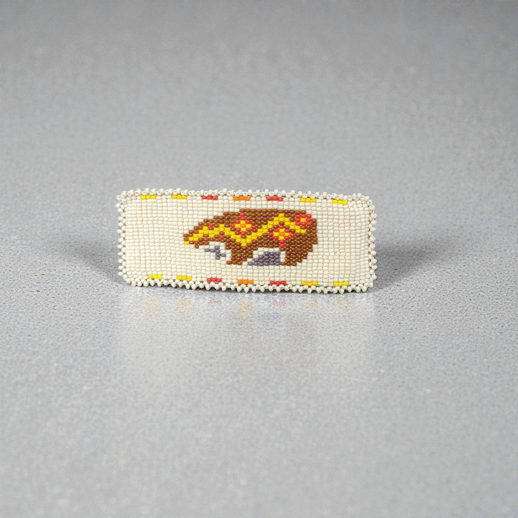 Barrette rectangulaire perlée - Ours