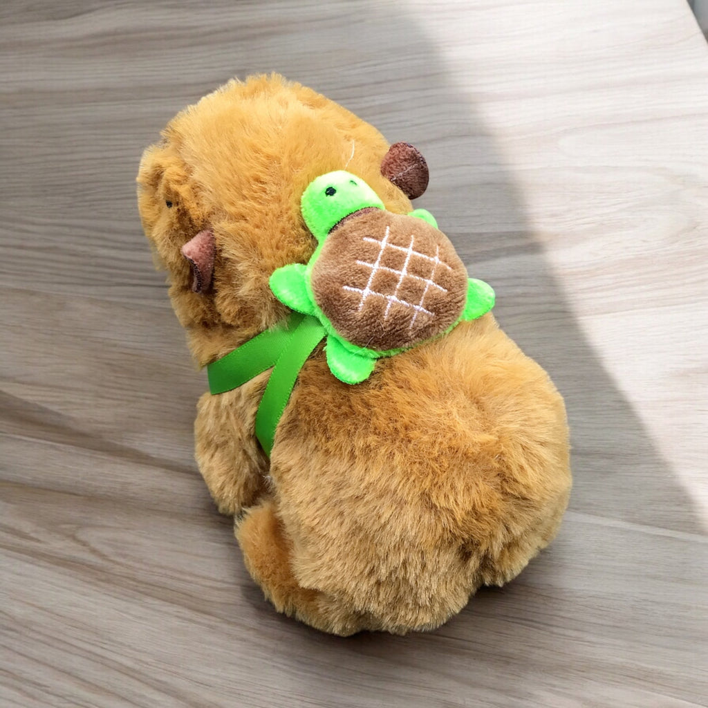 Peluche de capybara électrique interactive avec sac à dos tortue