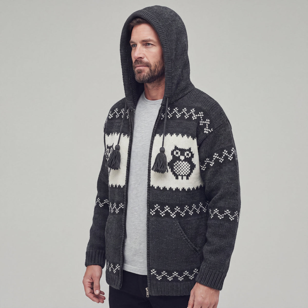 Veste en laine OLDTRIBES™ Chouette Nocturne