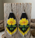 Boucles d'oreilles fleuries perlées (jaunes)