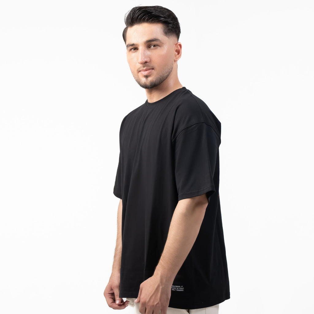 T-SHIRT OVERSIZE WOLFMODE_77 — NOIR DE GUERRE