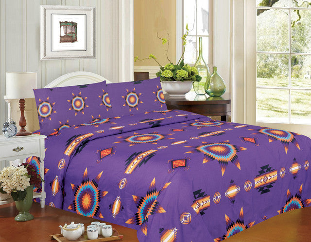 Parure de draps très doux mauve grand lit – motif étoiles