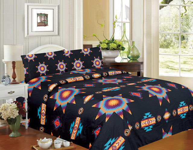 Parure de draps noire super douce – motif Éclat d'étoiles