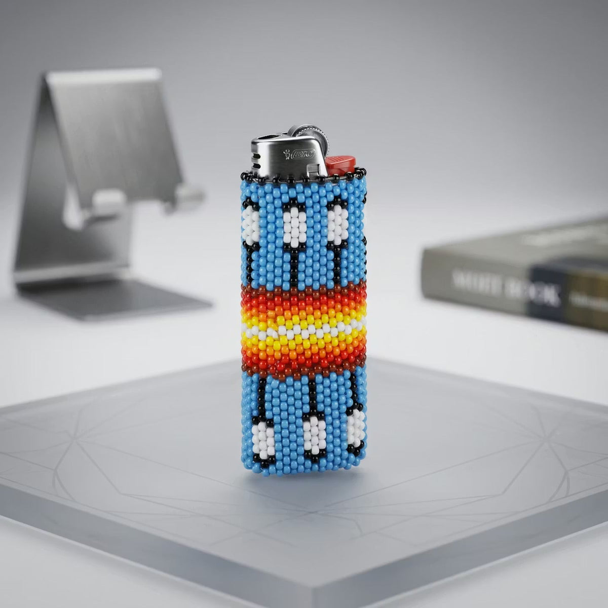 Étui à briquet perlé Plumes