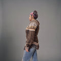 OLDTRIBES™ Women Cardigan Brown Alpaca Sweater