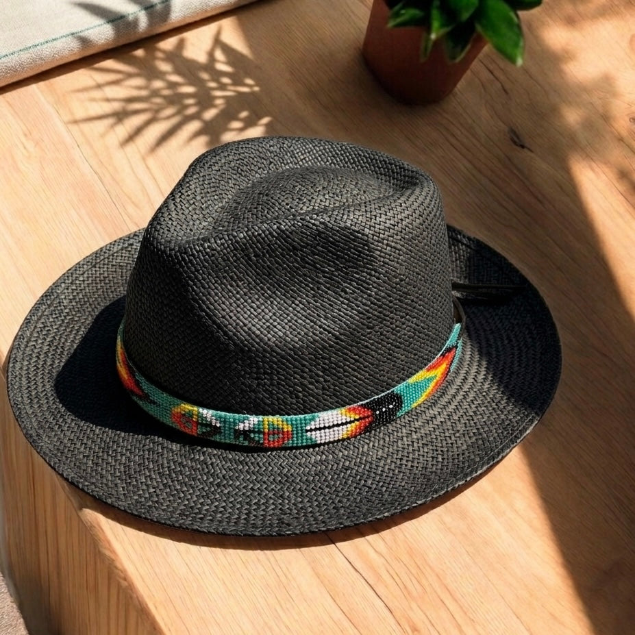 Bandeau de chapeau en perles turquoise fait main