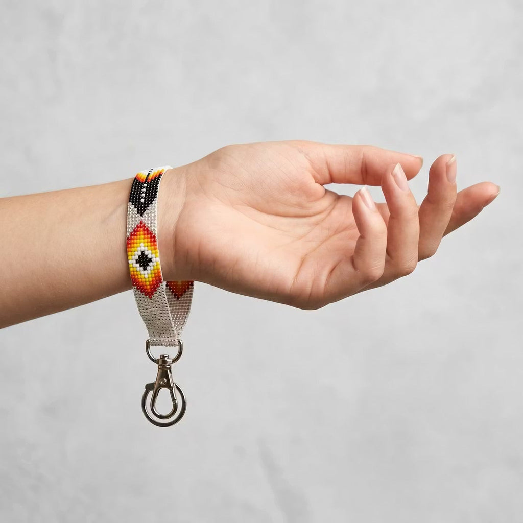 White Native American Style Wrist Lanyard
