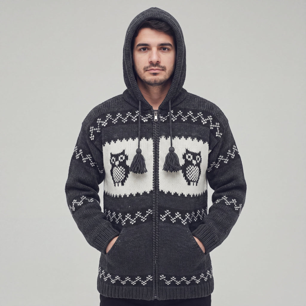Veste en laine OLDTRIBES™ Chouette Nocturne
