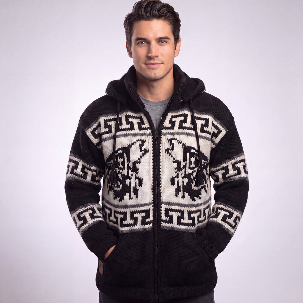 Veste en laine OLDTRIBES™ Loup Lunaire