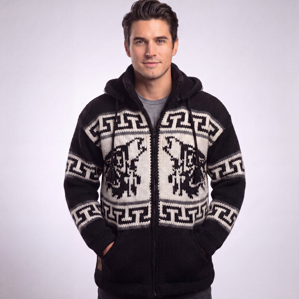 Veste en laine OLDTRIBES™ Loup Lunaire