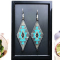 Boucles d'oreilles en perles de verre Miyuki gris et turquoise