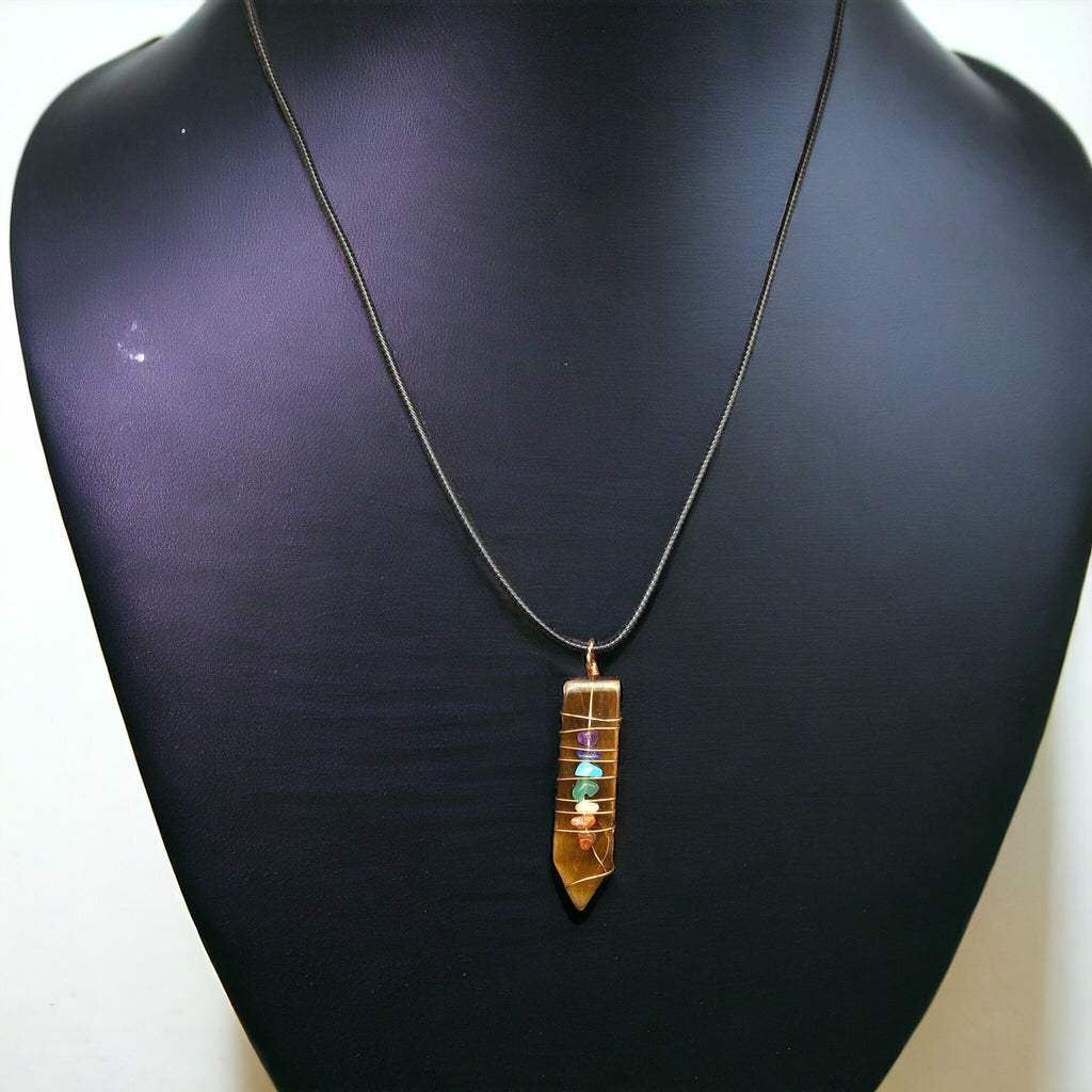 Pendentif Unisexe Chakra Épée Naturelle Marron