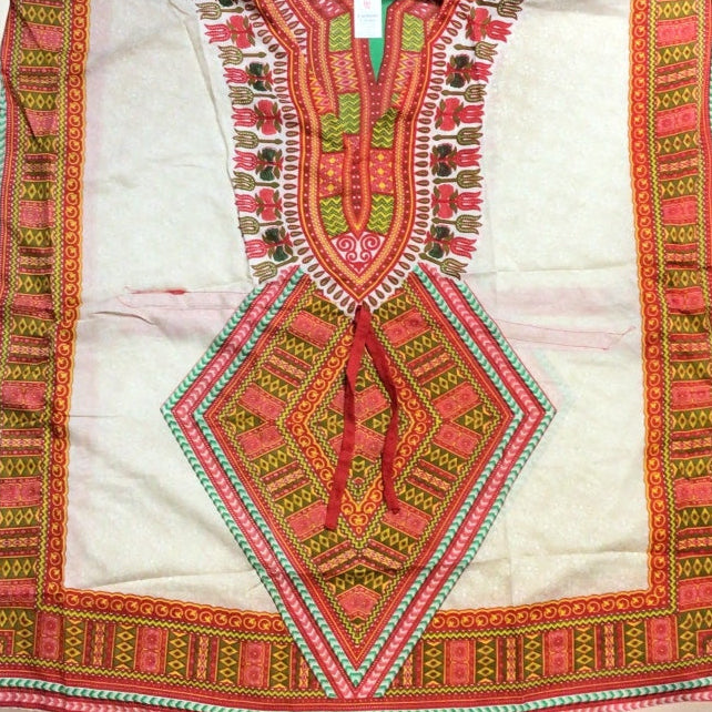 Kaftan imprimé rouge et beige pour femme