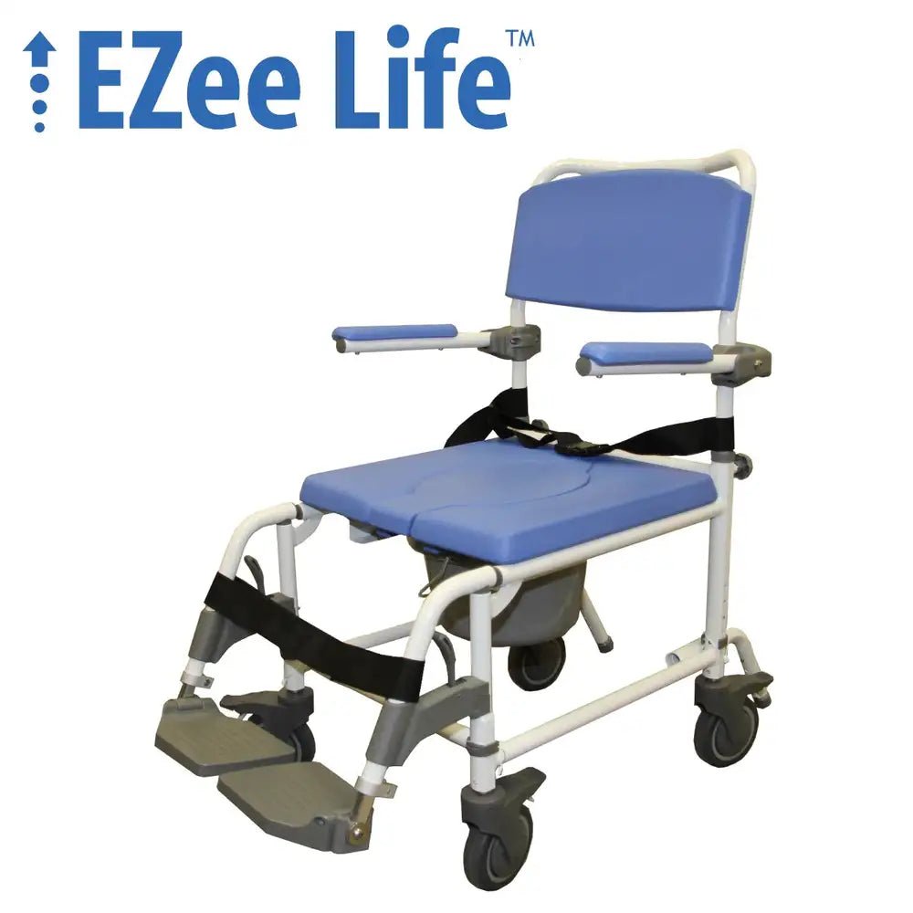 22" Wide Aluminum Rehab Shower Commode Chair HL186 - Ideal for Seniors in Canada