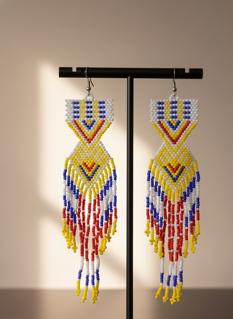 Boucles d'oreilles perlées Chemin Coucher de soleil Jaune Violet