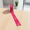 Rouleau de ruban floral rose double face