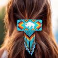 Rectangular Fringed Barrette - Turquoise