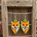 Boucles d'oreilles renard perlées (Vert)