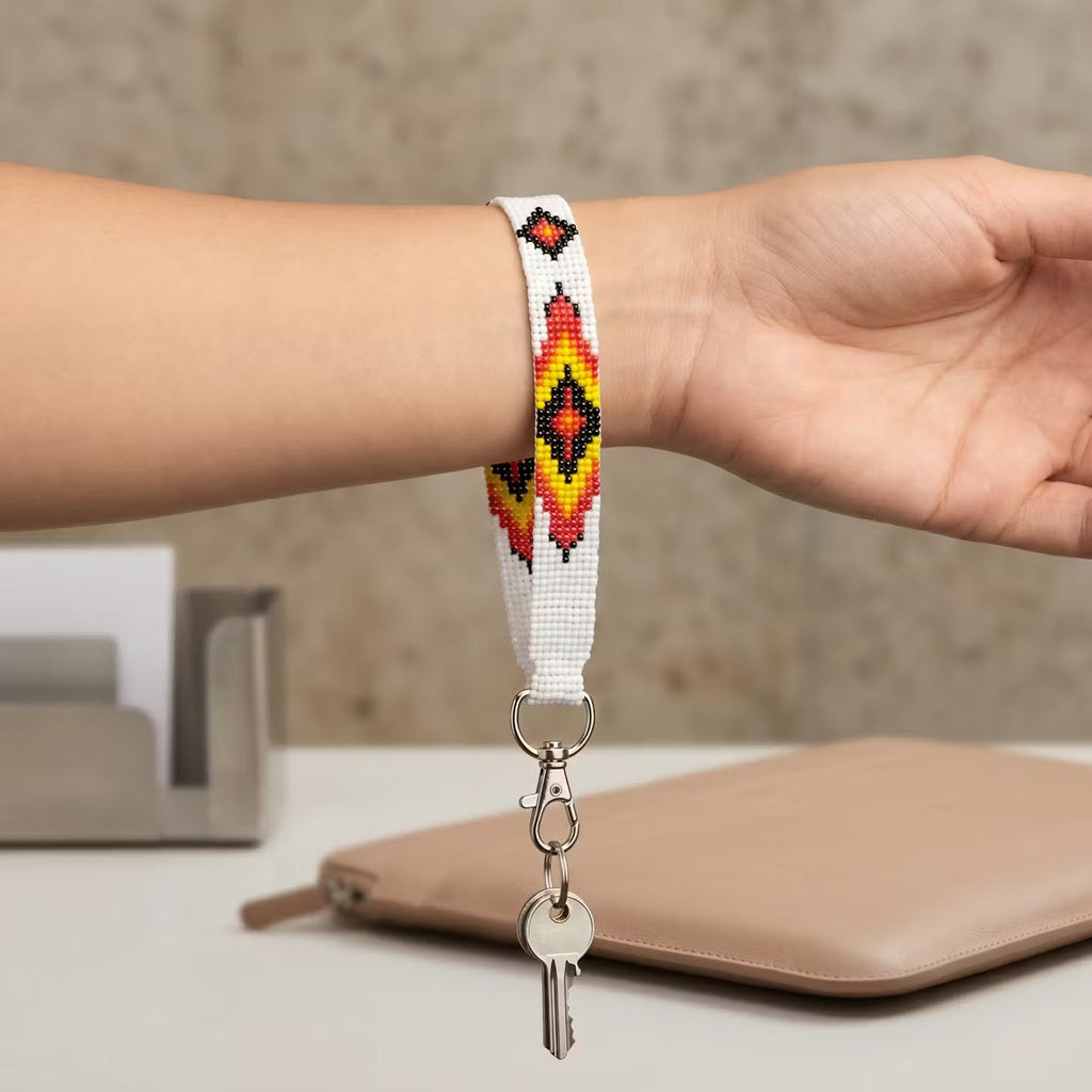 Cordon de poignet de style amérindien argenté