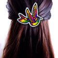 Brown and Yellow Beaded Hummingbird Barrette