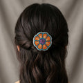 Barrette fleur perlée argentée
