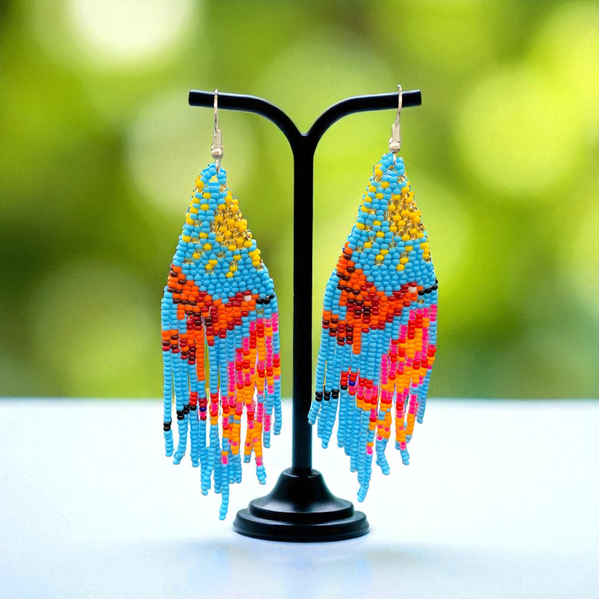 Boucles d'oreilles perlées Bleu ciel Danseuse