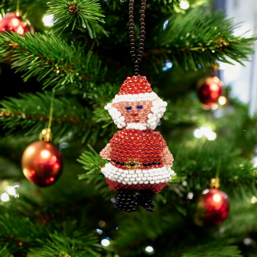 Ornement de Noël perlé Père Noël