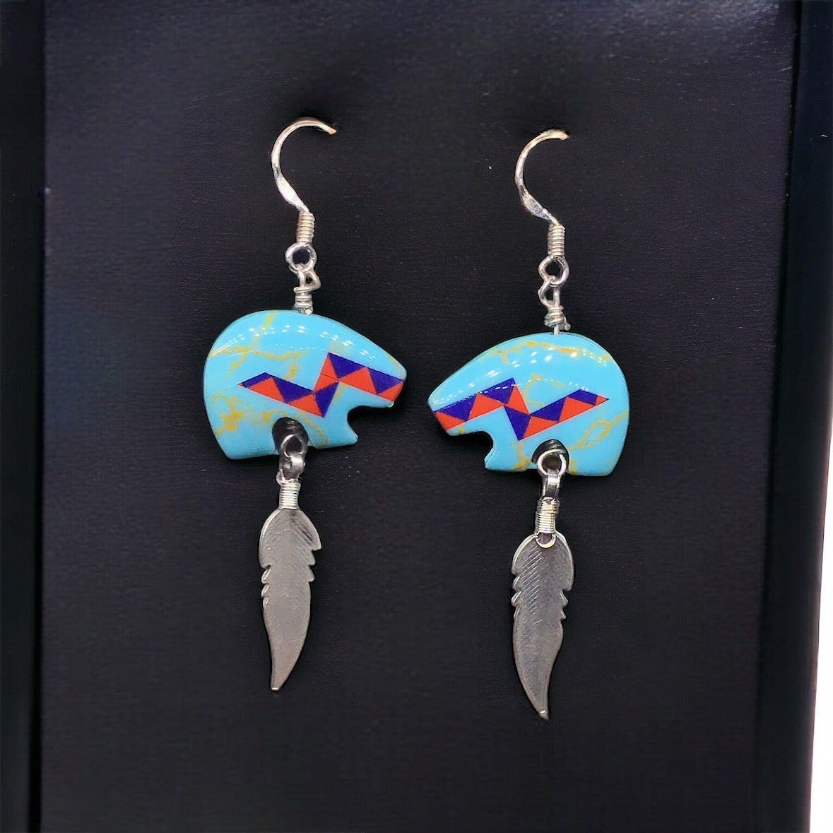 5 boucles d'oreilles OLDTRIBES™ en argent sterling, rouges et bleues