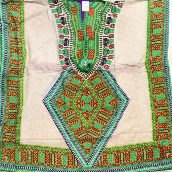 Kaftan imprimé vert et rouge pour femme