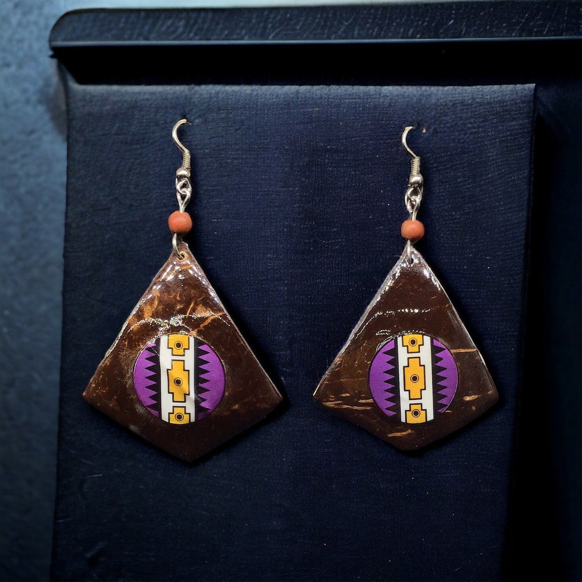 Boucles d'oreilles rondes en bois peint violet OLDTRIBES™