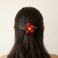 Barrette à cheveux perlée rouge braise
