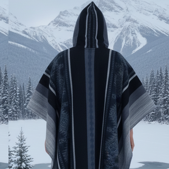 Ponchos en laine faits main doux bleu foncé