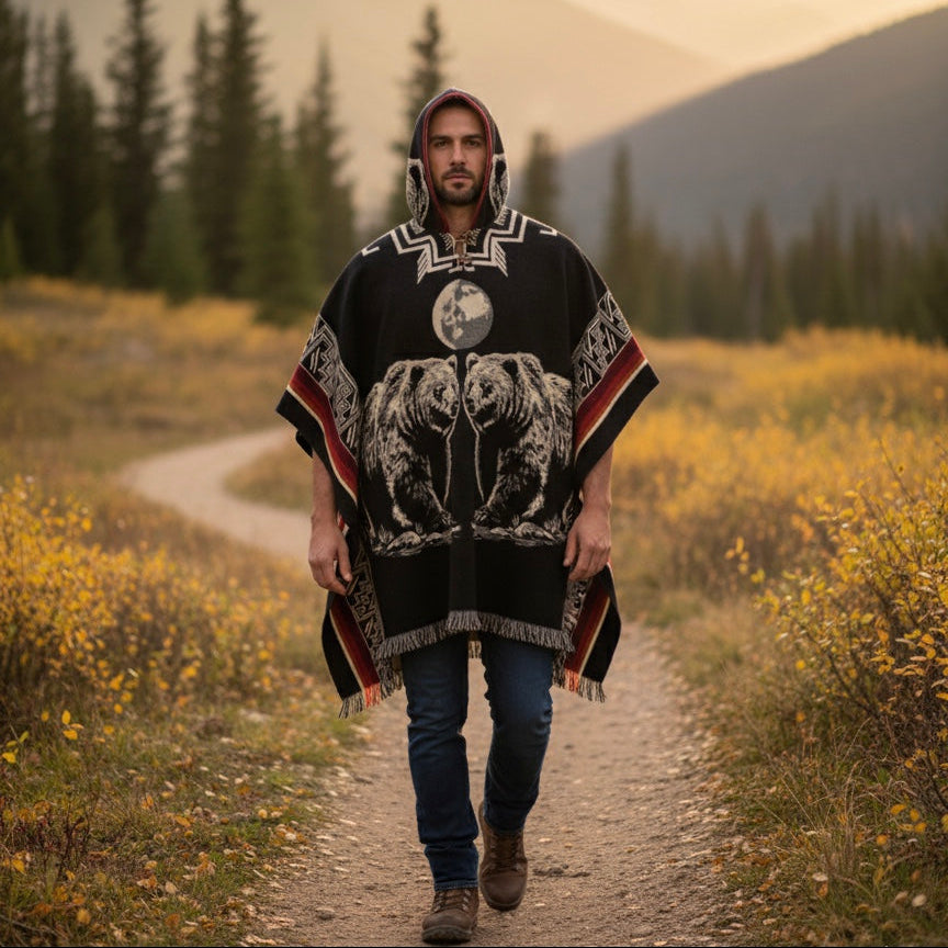 Poncho en Laine Fait Main Ours
