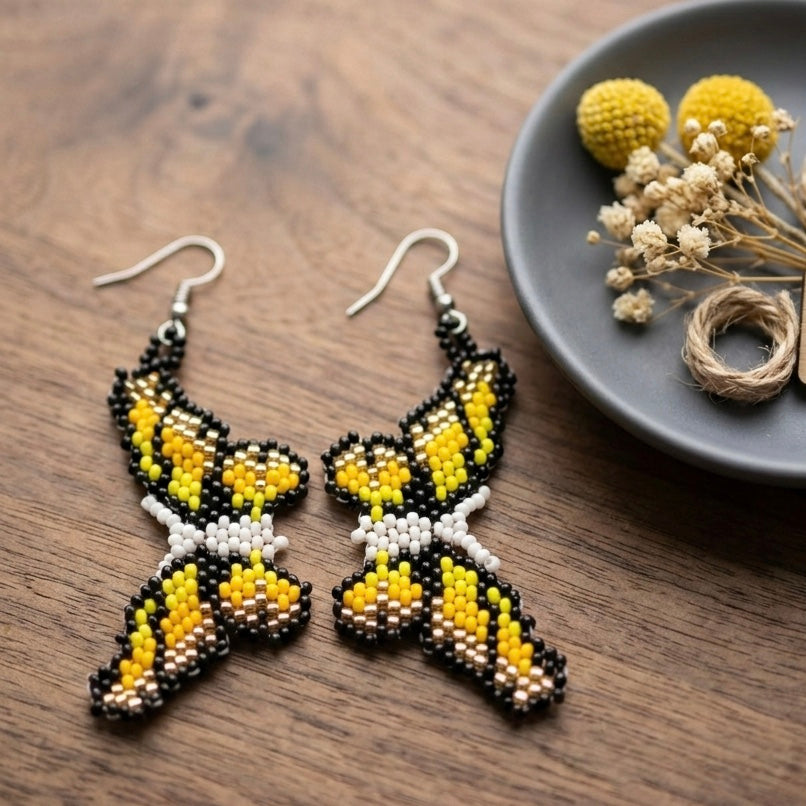 Boucles d'oreilles perlées jaunes
