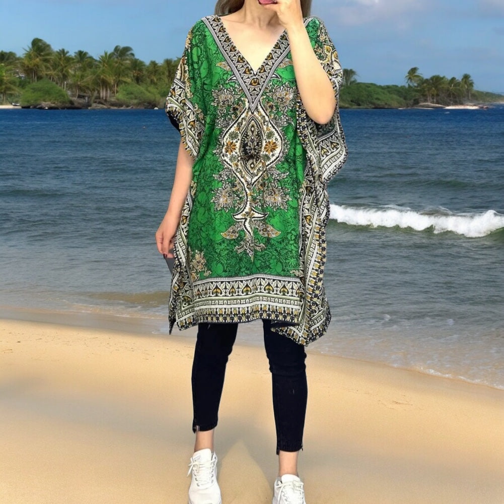 Kaftans imprimés verts pour femme
