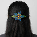 Barrette à cheveux perlée Blue Ember Bloom