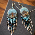 Boucles d'oreilles OLDTRIBES™ Arbre de vie, pépites de couleur céleste
